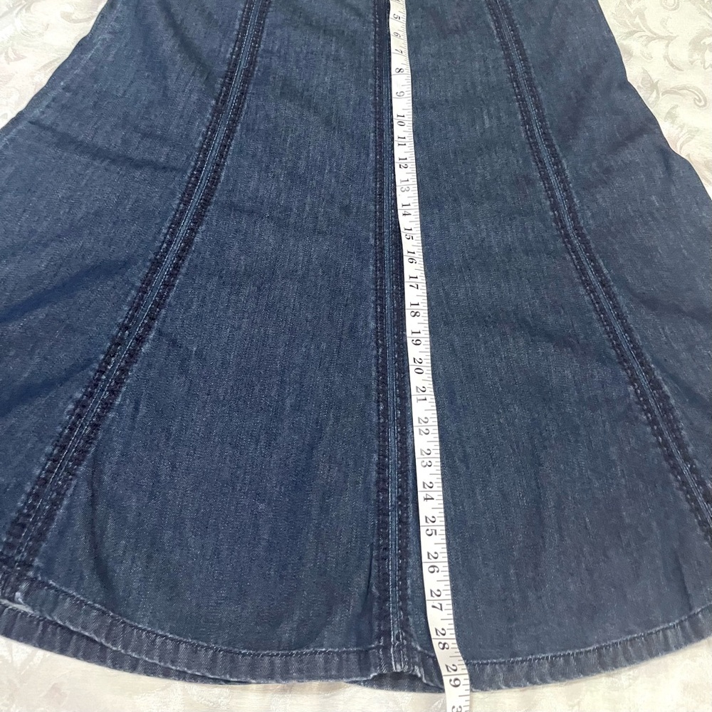 Liz Claiborne 100% Wide Waist Band Blue Denim Full Midi Side Zip Skirt sz 14 - Picture 9 of 12